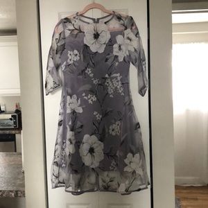 Floral Sheer 3/4 Sleeve Dress